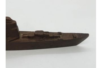 戦前　真鍮製　進水記念　軍艦　文鎮(ペーパーウェイト、書道具、置物)(R-083082)