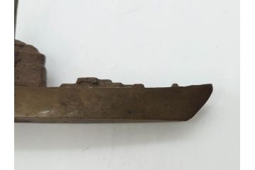 戦前　真鍮製　進水記念　軍艦　文鎮(ペーパーウェイト、書道具、置物)(R-083082)