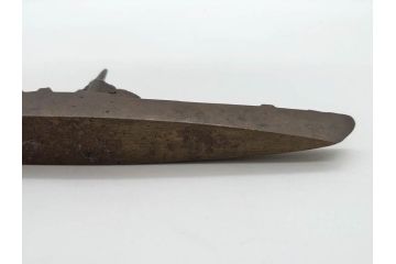 戦前　真鍮製　進水記念　軍艦　文鎮(ペーパーウェイト、書道具、置物)(R-083082)
