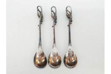 デンマーク　GEORG JENSEN(ジョージ・ジェンセン)　BLOSSOM(ブロッサム)　STERLING SILVER(スターリングシルバー)　総重量約58.34g　モカスプーン6本セット(カトラリー、SV925、銀製品、洋食器、箱付き)(R-083084)