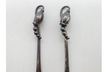 デンマーク　GEORG JENSEN(ジョージ・ジェンセン)　BLOSSOM(ブロッサム)　STERLING SILVER(スターリングシルバー)　総重量約58.34g　モカスプーン6本セット(カトラリー、SV925、銀製品、洋食器、箱付き)(R-083084)