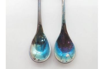 デンマーク　GEORG JENSEN(ジョージ・ジェンセン)　BLOSSOM(ブロッサム)　STERLING SILVER(スターリングシルバー)　総重量約58.34g　モカスプーン6本セット(カトラリー、SV925、銀製品、洋食器、箱付き)(R-083084)