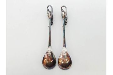 デンマーク　GEORG JENSEN(ジョージ・ジェンセン)　BLOSSOM(ブロッサム)　STERLING SILVER(スターリングシルバー)　総重量約58.34g　モカスプーン6本セット(カトラリー、SV925、銀製品、洋食器、箱付き)(R-083084)