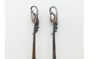 デンマーク　GEORG JENSEN(ジョージ・ジェンセン)　BLOSSOM(ブロッサム)　STERLING SILVER(スターリングシルバー)　総重量約58.34g　モカスプーン6本セット(カトラリー、SV925、銀製品、洋食器、箱付き)(R-083084)