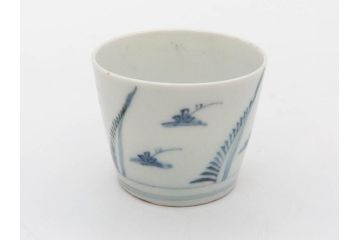 江戸期　染付　落ち着いた和の雰囲気を醸し出すそば猪口3客セット(蕎麦猪口、湯呑み、湯のみ、和食器)(R-083086)