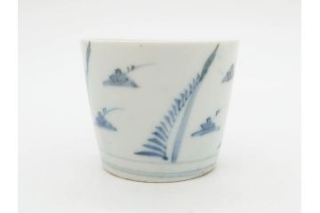 江戸期　染付　落ち着いた和の雰囲気を醸し出すそば猪口3客セット(蕎麦猪口、湯呑み、湯のみ、和食器)(R-083086)