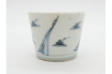 江戸期　染付　落ち着いた和の雰囲気を醸し出すそば猪口3客セット(蕎麦猪口、湯呑み、湯のみ、和食器)(R-083086)