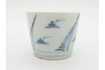 江戸期　染付　落ち着いた和の雰囲気を醸し出すそば猪口3客セット(蕎麦猪口、湯呑み、湯のみ、和食器)(R-083086)