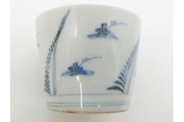 江戸期　染付　落ち着いた和の雰囲気を醸し出すそば猪口3客セット(蕎麦猪口、湯呑み、湯のみ、和食器)(R-083086)
