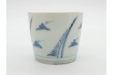 江戸期　染付　落ち着いた和の雰囲気を醸し出すそば猪口3客セット(蕎麦猪口、湯呑み、湯のみ、和食器)(R-083086)