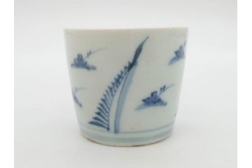 江戸期　染付　落ち着いた和の雰囲気を醸し出すそば猪口3客セット(蕎麦猪口、湯呑み、湯のみ、和食器)(R-083086)