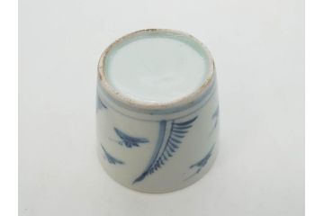 江戸期　染付　落ち着いた和の雰囲気を醸し出すそば猪口3客セット(蕎麦猪口、湯呑み、湯のみ、和食器)(R-083086)