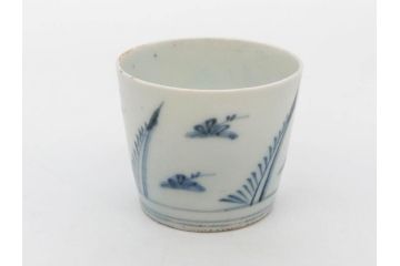 江戸期　染付　落ち着いた和の雰囲気を醸し出すそば猪口3客セット(蕎麦猪口、湯呑み、湯のみ、和食器)(R-083086)