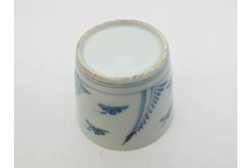 江戸期　染付　落ち着いた和の雰囲気を醸し出すそば猪口3客セット(蕎麦猪口、湯呑み、湯のみ、和食器)(R-083086)