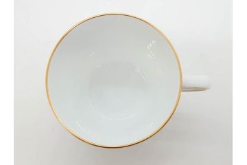 大倉陶園(OKURA、OAC)　深みのあるブルーローズが美しいモーニングカップ&ソーサー2客セット(バラ、薔薇、金彩、白磁、C&S、洋食器)(R-083088)