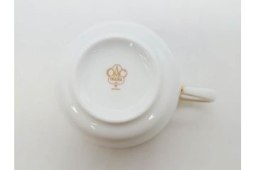 大倉陶園(OKURA、OAC)　深みのあるブルーローズが美しいモーニングカップ&ソーサー2客セット(バラ、薔薇、金彩、白磁、C&S、洋食器)(R-083088)