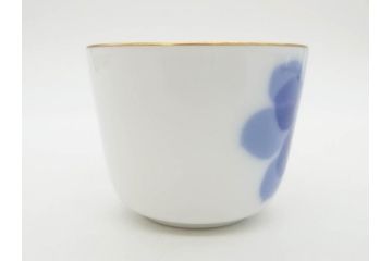 大倉陶園(OKURA、OAC)　深みのあるブルーローズが美しいモーニングカップ&ソーサー2客セット(バラ、薔薇、金彩、白磁、C&S、洋食器)(R-083088)