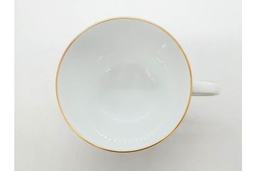 大倉陶園(OKURA、OAC)　深みのあるブルーローズが美しいモーニングカップ&ソーサー2客セット(バラ、薔薇、金彩、白磁、C&S、洋食器)(R-083088)