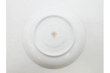 大倉陶園(OKURA、OAC)　深みのあるブルーローズが美しいモーニングカップ&ソーサー2客セット(バラ、薔薇、金彩、白磁、C&S、洋食器)(R-083088)