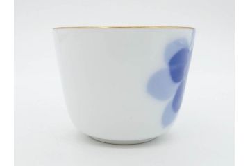 大倉陶園(OKURA、OAC)　深みのあるブルーローズが美しいモーニングカップ&ソーサー2客セット(バラ、薔薇、金彩、白磁、C&S、洋食器)(R-083089)