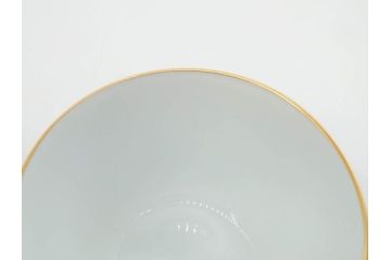 大倉陶園(OKURA、OAC)　深みのあるブルーローズが美しいモーニングカップ&ソーサー2客セット(バラ、薔薇、金彩、白磁、C&S、洋食器)(R-083089)