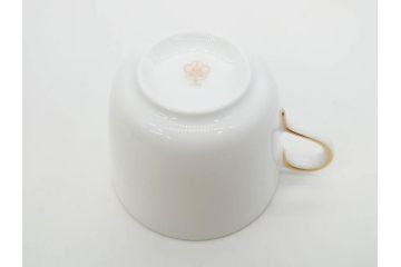 大倉陶園(OKURA、OAC)　深みのあるブルーローズが美しいモーニングカップ&ソーサー2客セット(バラ、薔薇、金彩、白磁、C&S、洋食器)(R-083089)