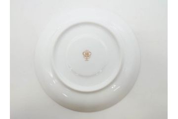 大倉陶園(OKURA、OAC)　深みのあるブルーローズが美しいモーニングカップ&ソーサー2客セット(バラ、薔薇、金彩、白磁、C&S、洋食器)(R-083089)
