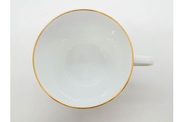 大倉陶園(OKURA、OAC)　深みのあるブルーローズが美しいモーニングカップ&ソーサー2客セット(バラ、薔薇、金彩、白磁、C&S、洋食器)(R-083089)