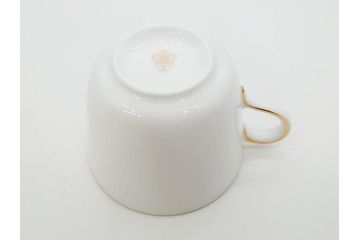 大倉陶園(OKURA、OAC)　深みのあるブルーローズが美しいモーニングカップ&ソーサー2客セット(バラ、薔薇、金彩、白磁、C&S、洋食器)(R-083089)