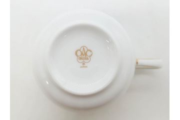 大倉陶園(OKURA、OAC)　深みのあるブルーローズが美しいモーニングカップ&ソーサー2客セット(バラ、薔薇、金彩、白磁、C&S、洋食器)(R-083089)