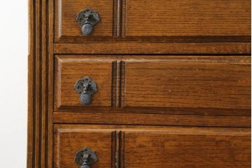 イギリスアンティーク　Harrop’s　Better Furniture　オーク材の質感を活かしたシンプルかつ直線的なフォルムが魅力のライティングビューロー(簿記机、ワークデスク、在宅用、在宅ワーク用、サイドチェスト、引き出し、英国)(R-083102)