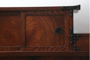 中古　美品!!　岩谷堂箪笥　桜木家具店製　緻密な意匠が魅力の飾り棚(茶棚、茶箪笥、収納棚、飾り棚、戸棚、サイドボード)(R-083103)