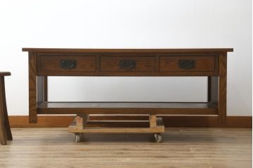 中古　ブランド家具　希少な廃番品　Shin-Lee(シンリー)　引き出し付きがいいね!!上質な作りのローテーブル(センターテーブル、リビングテーブル、座卓)(R-083105)