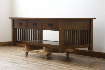 中古　ブランド家具　希少な廃番品　Shin-Lee(シンリー)　引き出し付きがいいね!!上質な作りのローテーブル(センターテーブル、リビングテーブル、座卓)(R-083105)