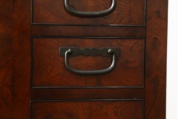 和製アンティーク　美品!!　大振り　欅(ケヤキ)材　作りの良い上質な江戸前長火鉢(木製火鉢、囲炉裏)(R-083107)
