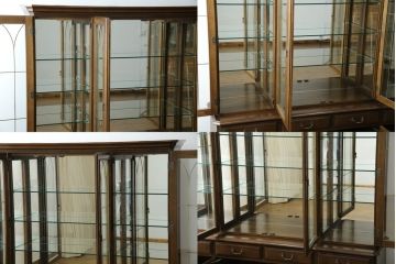 中古　美品　カリモク家具(karimoku)　希少な廃番品!!　domani(ドマーニ)　QUEENS　LIFE(クイーンズライフ)　迫力のあるフルサイズのエレガントなキャビネット(飾り棚、収納棚、戸棚、食器棚、カップボード、ガラスケース、ショーケース、コレクションケース、キュリオケース)(R-083109)