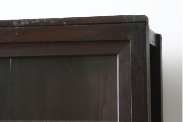 和製アンティーク　大正〜昭和初期　古い木の味わいが素敵な二段重ね収納棚(食器棚、カップボード、飾り棚、陳列棚、戸棚、キャビネット、バラ売り可能)(R-083110)