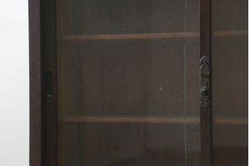 和製アンティーク　大正〜昭和初期　古い木の味わいが素敵な二段重ね収納棚(食器棚、カップボード、飾り棚、陳列棚、戸棚、キャビネット、バラ売り可能)(R-083110)