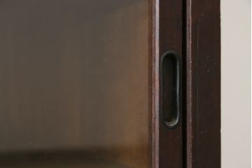 和製アンティーク　大正〜昭和初期　古い木の味わいが素敵な二段重ね収納棚(食器棚、カップボード、飾り棚、陳列棚、戸棚、キャビネット、バラ売り可能)(R-083110)