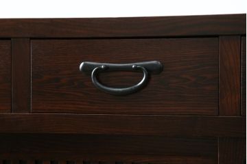 中古　美品!!　三面栗(クリ)材　引き出し4杯付き　落ち着いたデザインの水屋箪笥サイドボード(リビングボード、サイドキャビネット、食器棚、カップボード、収納棚、戸棚)(R-083113)