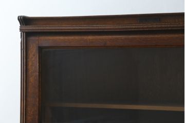 和製アンティーク　高級品!!　黒澤貞次郎　作業台付き　古い楢(ナラ)材のスライド扉　山葉(ヤマハ)家具風の上質なスタッキングブックケース(本棚、本箱、書棚、戸棚、収納棚、キャビネット)(R-083114)