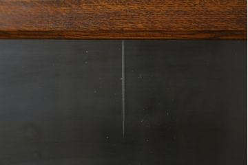 和製アンティーク　高級品!!　黒澤貞次郎　作業台付き　古い楢(ナラ)材のスライド扉　山葉(ヤマハ)家具風の上質なスタッキングブックケース(本棚、本箱、書棚、戸棚、収納棚、キャビネット)(R-083115)
