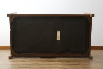 中古　美品!!　高級品　アメリカ　Stickley(スティックレー、スティックレイ)　オーク材　本革(レザー)　直線を基調とした縦格子が美しいデザインの2Pソファ(アームソファ、ラブソファ、二人掛け、2人掛け)(R-083117)