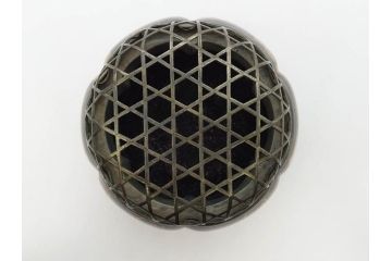 時代物　大名道具　金蒔絵　梨地　阿古陀　香炉(花唐草、籠目火屋、木製、漆器、漆芸、仏具、茶道具、木箱付き)(R-083127)