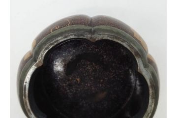 時代物　大名道具　金蒔絵　梨地　阿古陀　香炉(花唐草、籠目火屋、木製、漆器、漆芸、仏具、茶道具、木箱付き)(R-083127)