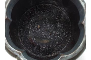 時代物　大名道具　金蒔絵　梨地　阿古陀　香炉(花唐草、籠目火屋、木製、漆器、漆芸、仏具、茶道具、木箱付き)(R-083127)