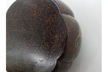 時代物　大名道具　金蒔絵　梨地　阿古陀　香炉(花唐草、籠目火屋、木製、漆器、漆芸、仏具、茶道具、木箱付き)(R-083127)