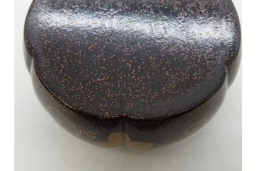 時代物　大名道具　金蒔絵　梨地　阿古陀　香炉(花唐草、籠目火屋、木製、漆器、漆芸、仏具、茶道具、木箱付き)(R-083127)