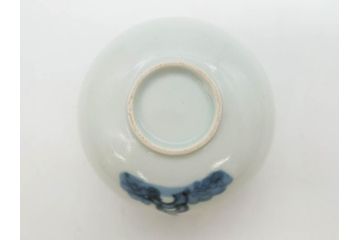 江戸期　古伊万里　染付　柳文が目を引く湯呑み2客セット(湯のみ、ぐい呑み、煎茶、茶器、和食器)(R-083129)