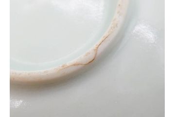 江戸期　古伊万里　染付　柳文が目を引く湯呑み2客セット(湯のみ、ぐい呑み、煎茶、茶器、和食器)(R-083129)